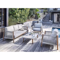 Proloisirs Dériveur ensemble de meubles de jardin Beige, Chêne