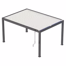 La Pergola Mira 3x4 Solar combine modernité et efficacité énergétique. Ce modèle bioclimatique en aluminium epoxy graphite av ...