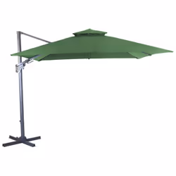 Le parasol déporté CLIM 3x3m, avec un mât en aluminium 53x77mm et des baleines en aluminium, garantit robustesse et longévité ...