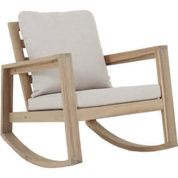 Fauteuil rocking chair de jardin Phuket - PROLOISIRS - - Bois acacia FSC - Coussins déhoussables inclus