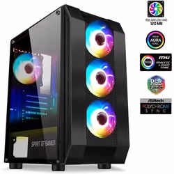 SPIRIT OF GAMER BOITIER PC ROGUE VI - Gamer - 4 Ventilateurs LED ARGB - MSI MYSTIC - ASROCK 3Pin - Noir - Verre trempé - Form ...