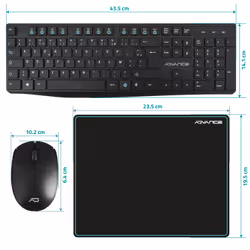 ADVANCE ELITE COMBO clavier Souris incluse RF sans fil QZERTY Français Noir - Vue supplémentaire 9