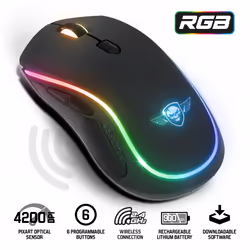 Spirit of Gamer PRO-M9 souris Jouer Ambidextre RF sans fil Optique 4200 DPI