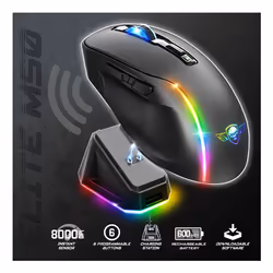 Spirit of Gamer S-EM50BK souris Jouer Droitier RF Wireless + Bluetooth + USB Type-C Optique 8000 DPI - Vue supplémentaire 4