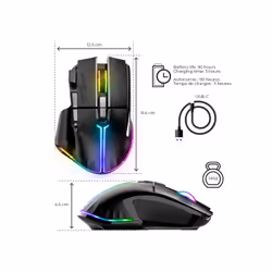 Spirit of Gamer PRO M5 DARK WIRELESS souris Jouer Droitier RF Wireless + Bluetooth + USB Type-C Optique 8000 DPI - Vue supplémentaire 5
