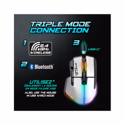Spirit of Gamer PRO M5 ARTIC WIRELESS souris Jouer Droitier RF Wireless + Bluetooth + USB Type-C Optique 8000 DPI