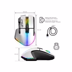 Spirit of Gamer PRO M5 ARTIC WIRELESS souris Jouer Droitier RF Wireless + Bluetooth + USB Type-C Optique 8000 DPI - Vue supplémentaire 5