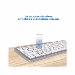 Advance Tapes SMARTKEY PLUS clavier maison/bureau USB + Bluetooth AZERTY Aluminium, Blanc