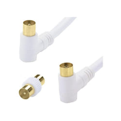 Erard - Vidéo: Cordon tv Hertzien non filtré 9,52 mm mâle/femelle coudés 90° + adaptateur mâle/mâle - 2m
