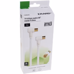 ERARD - Câble coaxial TV 3mtr - 9.52 mm M/F coudé 90° + adaptateur - 724640 -Câble coaxial tv 3mtr - 9.52 mm mf coudé 90 adap ...