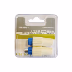 KIT DE 2 PRISES TV 9,52mm ELSEY - 1 Mâle + 1 Femelle - A MONTER