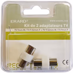 ERARD CONNECT - Adaptateur TV 9mm mâle/TV 9.52mm femelle x2 sur carte