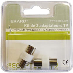 ERARD CONNECT - Adaptateur TV 9mm mâle/TV 9.52mm femelle x2 sur carte