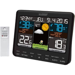 Station Météo La Crosse Technology WS6825-BLA avec écran couleur et capteur de température intérieure extérieure Noir