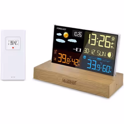 La Crosse Technology - WS6206 Station Météo Coloré avec Design Moderne - Bois