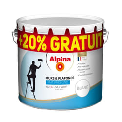 Alpina Peinture Murs et Plafonds Mat Profond – Blanc – 10L + 20% Gratuit Conditionnement: 12L