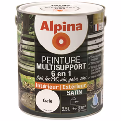 Bois, PVC, fer, aluminium, galvanisé, zinc Résiste aux chocs, aux UV et aux intempéries Peinture à l'eau Prête à l'emploi et ...