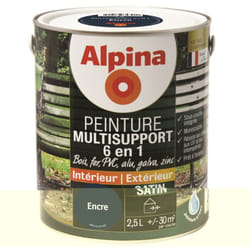 Peinture Multisupports 6 en 1 - Monocouche - Intérieur & Extérieur - Satin Conditionnement: 2,5L - Couleur: encre - Alpina