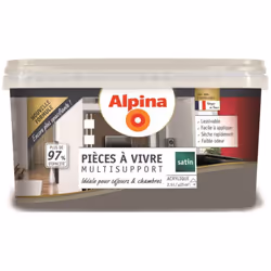 Excellente opacité Lessivable Facile à appliquer Sèche rapidement Peinture acrylique Alpina pour pièces à vivre multisupport, ...