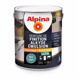 Peinture Alpina Alkyde émulsion 25L Satin - Vert aqua - Intérieur - Boiserie
