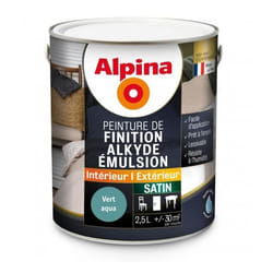 Peinture Alpina Alkyde émulsion 25L Satin - Vert aqua - Intérieur - Boiserie