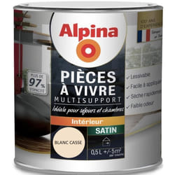 Peinture Acrylique - ALPINA - Blanc Cassé Satin - 0.5L - Intérieur - Multi Supports