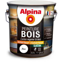 Peinture Bois Microporeuse - Intérieur & Extérieur - Satin Couleur: Blanc - Conditionnement: 10L - Alpina
