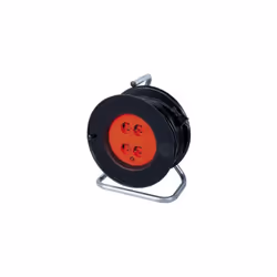 Enrouleur de câble électrique 40 mètres avec disjoncteur thermique de sécurité IP 20. 4 Prises 16 A - 230 V. Câble électrique ...