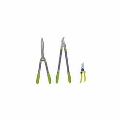 Description générale Ce lot comprend trois outils de jardinage essentiels : une cisaille à haies, un coupe-branche et un séca ...