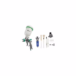 Pistolet peinture HLVP pro par gravité en mallette pour compresseur , Buse 1,4mm, 2,5 bar max, Godet 600 ml, 160L/MIN, Fileta ...