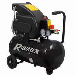 Compresseur d'air PRCOMP2/24R de Ribimex. Avec roues et poignée de transport. Filtre à air démontable pour nettoyage. Jauge à ...