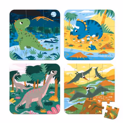 JANOD Puzzles évolutifs Dinosaures - 4 puzzles