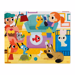 JANOD Tactile Puzzle Pets 20 pieces, Carton, France, 650 mm, 500 mm, 3 mm, Boîte