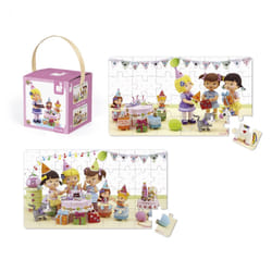 JANOD Lovely Puzzles – Juliette Joue à Fêter son Anniversaire – 2 puzzles