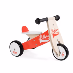 JANOD Porteur Little Bikloon Rouge et Blanc, 1 an(s), Bois, Noir, Rouge, Blanc, Bois