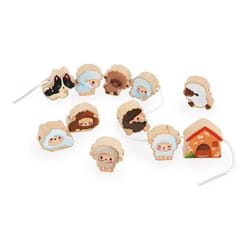 Perles à Enfiler - Thème Mouton - Jouet dÉveil - 11 Perles en Bois Enfant + 2 Cordons - en Bois FSC - Dès 24 Mois
