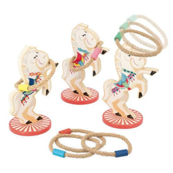 Jeu dAdresse - JANOD - Applepop - 3 Chevaux - 6 Anneaux - Bois FSC - Dès 3 ans