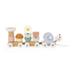 Jouet déveil - Janod - Petit train escargot à tirer - 10 pièces - Hochet amovible - Beige