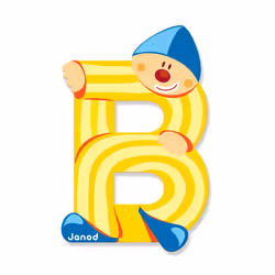 JANOD Lettre Clown B, 3 an(s), Bois, Beige, Bleu, Rouge, Jaune