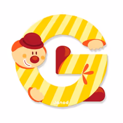 JANOD Lettre Clown G, 3 an(s), Bois, Beige, Rouge, Jaune