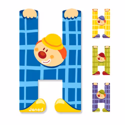 JANOD Lettre Clown H, 3 an(s), Bois, Multicolore