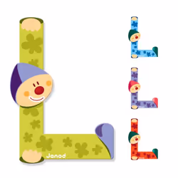 JANOD Lettre Clown L, 3 an(s), Bois, Multicolore