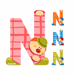JANOD Lettre Clown N, 3 an(s), Bois, Multicolore