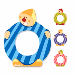 JANOD Lettre Clown O, 3 an(s), Bois, Multicolore