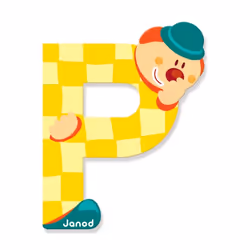 JANOD Lettre Clown P, 3 an(s), Bois, Beige, Vert, Jaune
