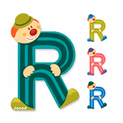 JANOD Lettre Clown R, 3 an(s), Bois, Multicolore