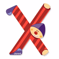 JANOD Lettre Clown X, 3 an(s), Bois, Beige, Rouge, Violet