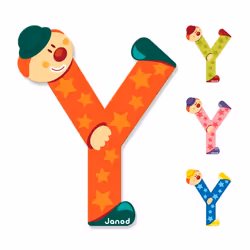 JANOD Lettre Clown Y, 3 an(s), Bois, Multicolore