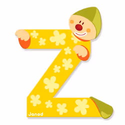 JANOD Lettre Clown Z, 3 an(s), Bois, Beige, Vert, Rouge, Jaune