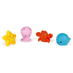 JANOD J04703 jeu, jouet et adhésif de bain Animal de bain Bleu, Rose, Rouge, Jaune